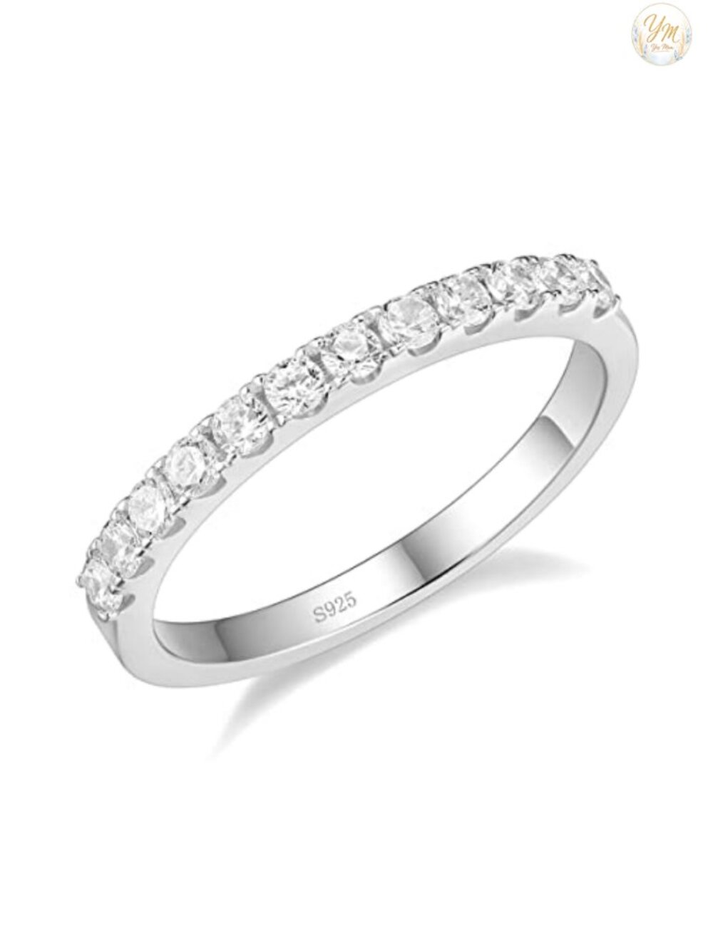 925 Sterling Silver Half Eternity Wedding Band Stackable Ring
